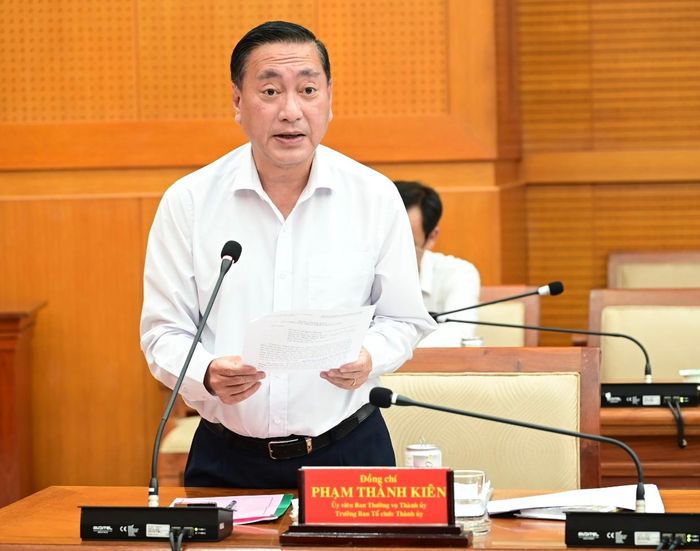Trưởng Ban Tổ chức Thành ủy TPHCM Phạm Thành Kiên phát biểu. Ảnh: VĂN MINH