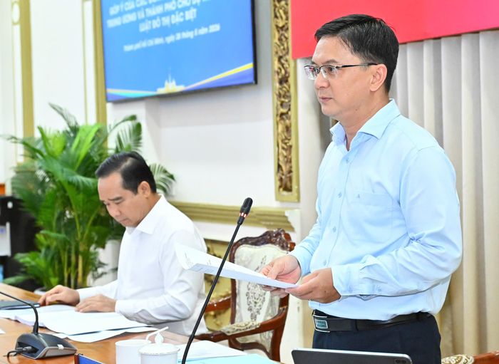  Phó Chủ tịch UBND TPHCM Nguyễn Mạnh Cường phát biểu chào mừng. Ảnh: VIỆT DŨNG 