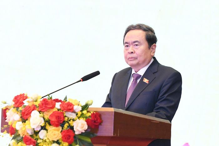 Chủ tịch Quốc hội Trần Thanh Mẫn phát biểu tại buổi lễ. Ảnh: CẨM HÀ