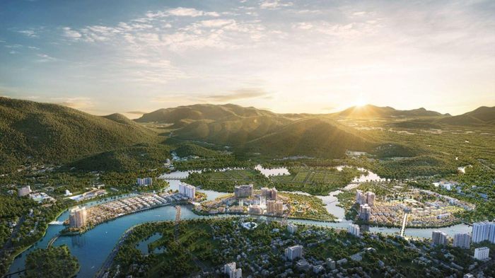 Dự án Charmora City do Sun Group phát triển quy hoạch 3 “đảo” thành ba phân khu chức năng. Ảnh phối cảnh