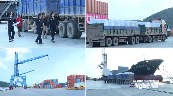 Hoạt động xuất khẩu tại Cảng Cửa Lò diễn ra tấp nập. Ảnh: Thu Vinh