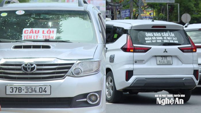 Xe biển trắng công khai ghi rõ hành trình "điểm đi - điểm đến" như xe kinh doanh vận tải hành khách. Ảnh: PV