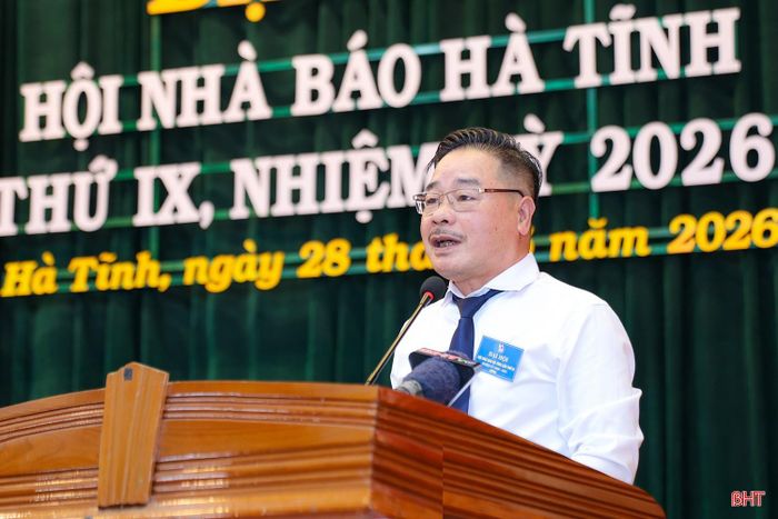 Ông Nguyễn Xuân Hải - Chủ tịch Hội Nhà báo tỉnh Hà Tĩnh nhiệm kỳ 2020 - 2025 khai mạc đại hội.