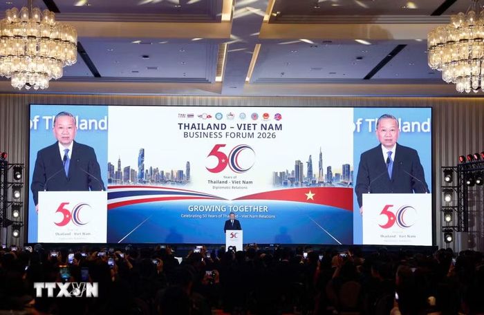 Tổng Bí thư, Chủ tịch nước Tô Lâm phát biểu tại Diễn đàn Doanh nghiệp Việt Nam-Thái Lan. (Ảnh: Thống Nhất/TTXVN)