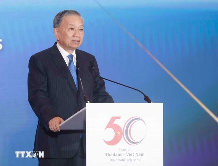 Tổng Bí thư, Chủ tịch nước Tô Lâm phát biểu tại Diễn đàn Doanh nghiệp Việt Nam-Thái Lan. (Ảnh: Thống Nhất/TTXVN)