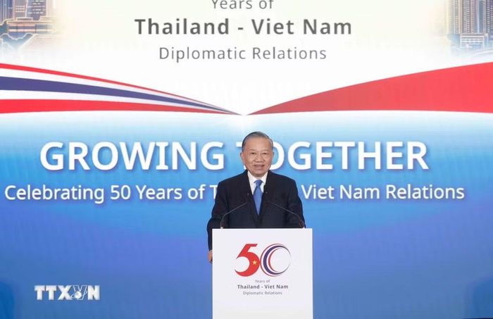 Tổng Bí thư, Chủ tịch nước Tô Lâm phát biểu tại Diễn đàn Doanh nghiệp Việt Nam-Thái Lan. (Ảnh: Thống Nhất/TTXVN)