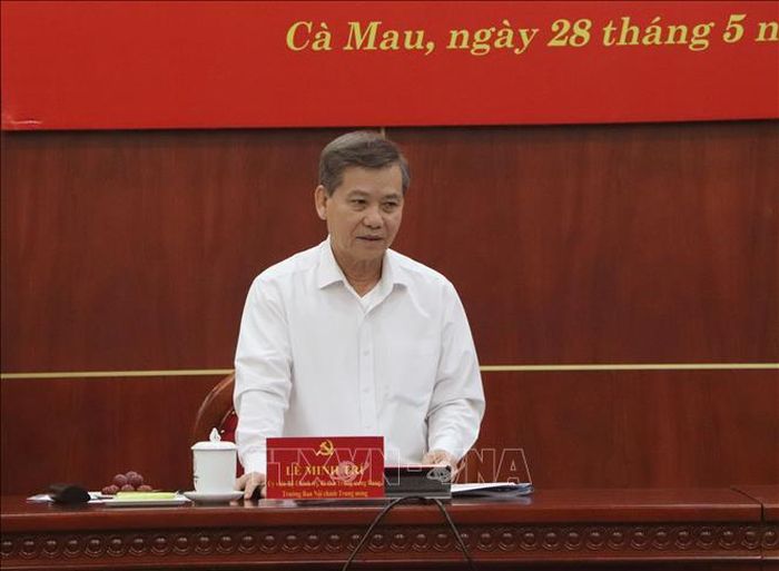 Ủy viên Bộ Chính trị, Bí thư Trung ương Đảng, Trưởng Ban Nội chính Trung ương Lê Minh Trí phát biểu tại buổi làm việc.