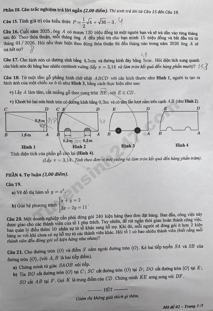 Đề thi môn Toán thi vào lớp 10 tại Khánh Hòa năm 2026