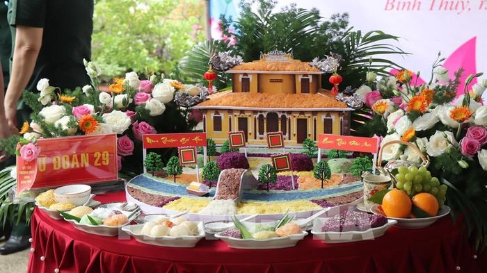 Khu vực tổ chức hội thi mâm xôi nghệ thuật. Ảnh: Nguyễn Hằng - TTXVN