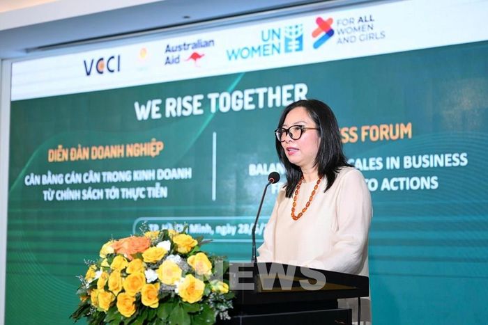 Bà Mai Thị Diệu Huyền, Phó Chủ tịch phụ trách điều hành Hội đồng Doanh nhân nữ Việt Nam (VWEC - VCCI) tại sự kiện. Ảnh: Ngọc Quỳnh/Bnews/vnanet.vn