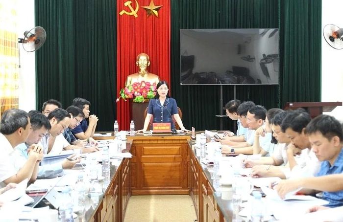 Đồng chí Phạm Thị Thanh Thủy, Ủy viên Ban Thường vụ, Chủ nhiệm Ủy ban Kiểm tra Tỉnh ủy, Trưởng đoàn kiểm tra, phát biểu kết luận buổi làm việc.