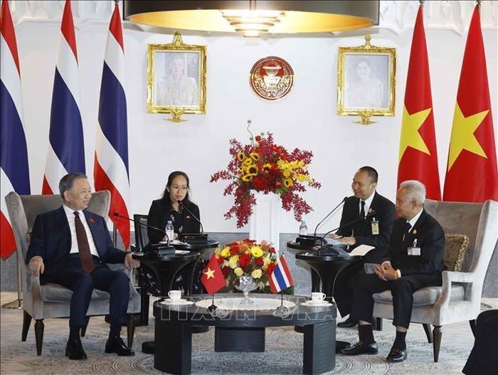 Tổng Bí thư, Chủ tịch nước Tô Lâm hội kiến Chủ tịch Quốc hội Thái Lan Sophon Saram. Ảnh: TTXVN