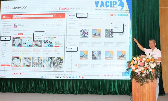  Ông Phạm Minh Nhựt, Chủ tịch Hiệp hội VACIP trao đổi kỹ năng thực thi quyền sở hữu trí tuệ trên môi trường thương mại điện tử. 
