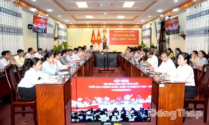 Quang cảnh hội nghị tại điểm cầu Đồng Tháp