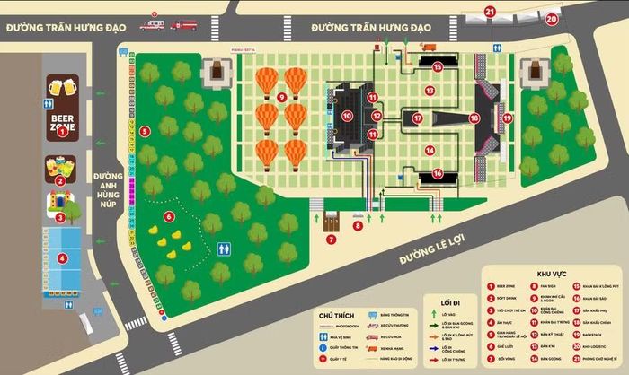 Các khu vực dự kiến tổ chức chương trình Lễ hội Âm nhạc - Nghệ thuật Tây Nguyên “Bản hòa âm đại ngàn”. Ảnh: BTC