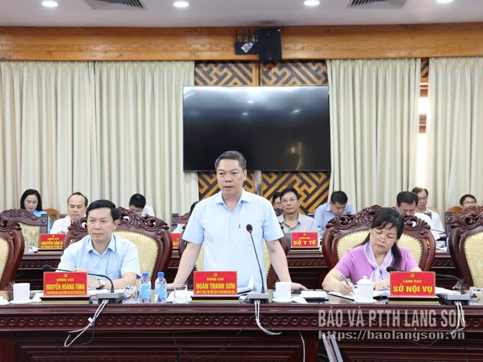 Đồng chí Đoàn Thanh Sơn, Phó Chủ tịch UBND tỉnh phát biểu tại buổi làm việc