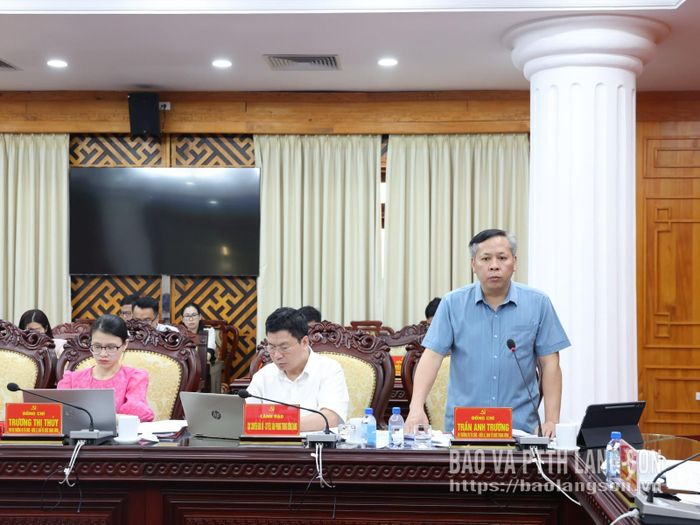 Thành viên đoàn khảo sát phát biểu tại buổi làm việc