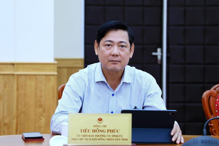 Phó Chủ tịch HĐND tỉnh Tiêu Hồng Phúc dự và theo dõi hội nghị