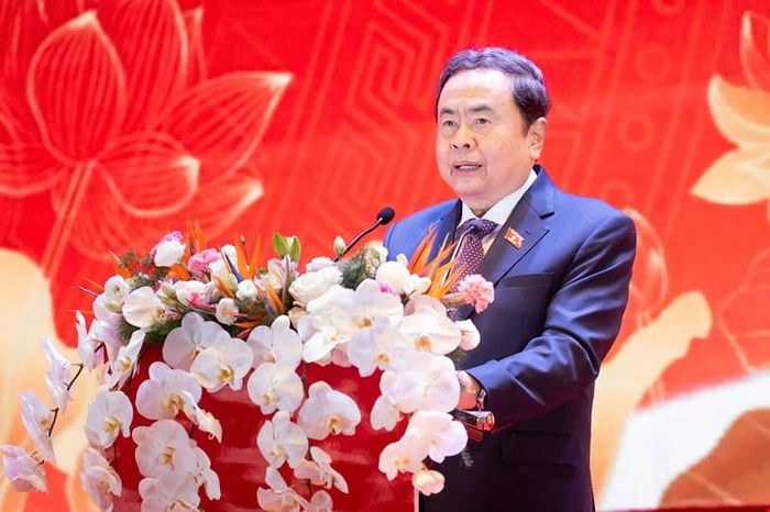 Đồng chí Trần Thanh Mẫn, Ủy viên Bộ Chính trị, Chủ tịch Quốc hội phát biểu kết luận hội nghị. Ảnh: quochoi.vn