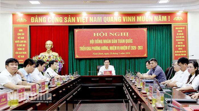 Đồng chí Lê Xuân Huy, Tỉnh ủy viên, Phó Chủ tịch HĐND tỉnh chủ trì tại điểm cầu Ninh Bình.