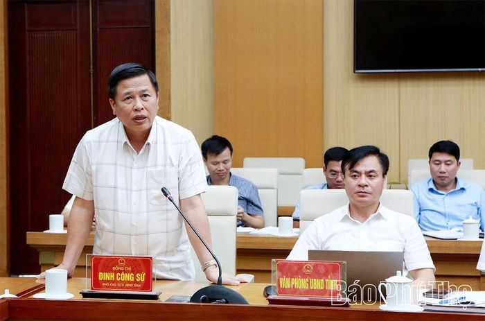 Phó Chủ tịch UBND tỉnh Đinh Công Sứ phát biểu tại hội nghị.