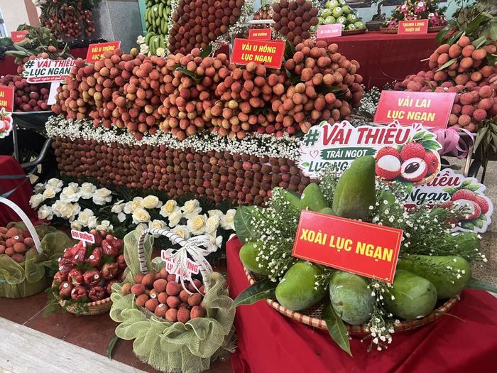 Gian hàng trưng bày sản phẩm của xã Lục Ngạn.