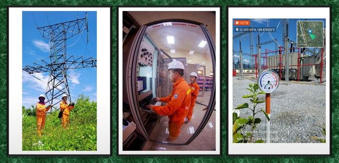 Lực lượng vận hành TBA và đường dây TTĐ Đông Bắc 3 liên tục kiểm tra thiết bị trong TBA và các truyến đường dây