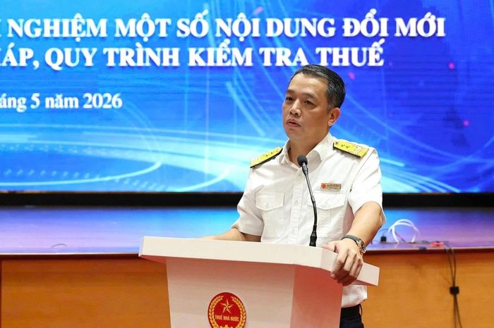 Ông Nguyễn Tiến Trung - Trưởng ban Kiểm tra (Cục Thuế) phát biểu tại hội thảo. Ảnh: Phương Thảo