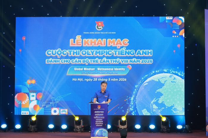 Đồng chí Nguyễn Tường Lâm, Bí thư Trung ương Đoàn, Chủ tịch Hội Liên hiệp thanh niên Việt Nam, Trưởng Ban Tổ chức phát biểu tại sự kiện.