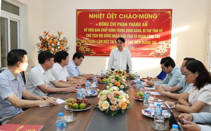 Bí thư Tỉnh ủy Phan Thăng An phát biểu tại Công ty TNHH CKC tại xã Bảo Lâm.