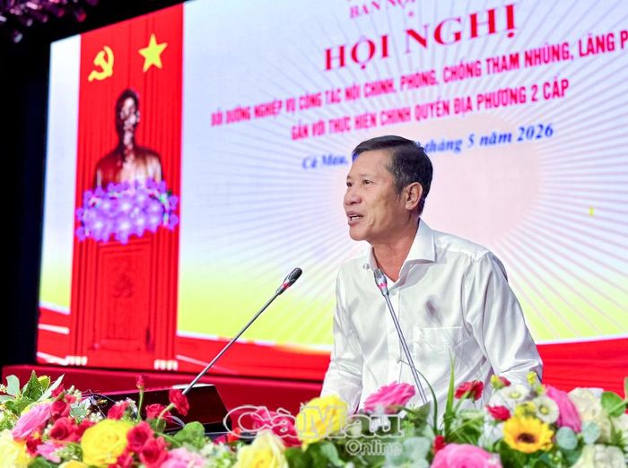 Trưởng Ban Nội chính Tỉnh ủy Trần Hữu Phước phát biểu khai mạc hội nghị, nhấn mạnh vai trò quan trọng của công tác nội chính trong xây dựng Đảng và hệ thống chính trị.