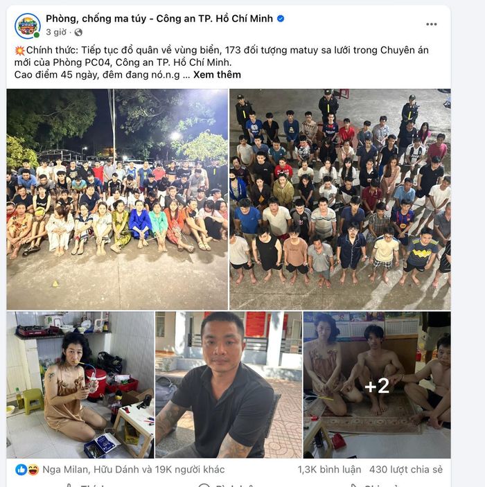 Các bài đăng trên fanpage của Phòng Cảnh sát điều tra tội phạm về ma túy Công an TP.HCM luôn thu hút nhiều tương tác sau thời gian ngắn đăng tải.