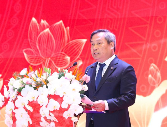 Chủ tịch UBND thành phố Hà Nội Vũ Đại Thắng phát biểu tại hội nghị. Ảnh: Thành Thái Hùng