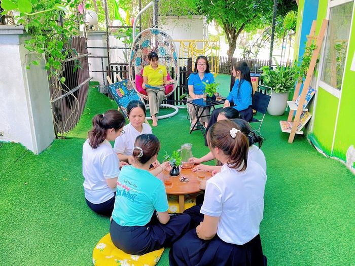 Mô hình “Không gian xanh - góc thư giãn” tại Công đoàn Trường Mầm non Tuổi Thần Tiên - Đại Thanh đang trở thành điểm sáng.