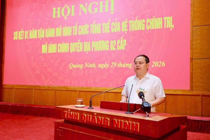  Bí thư Tỉnh ủy Quảng Ninh Quản Minh Cường phát biểu tại hội nghị. Ảnh: MINH HÀ 