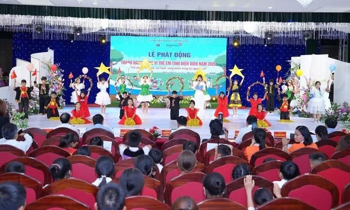 Chương trình văn nghệ đặc sắc do các cháu thiếu nhi tỉnh Điện Biên biểu diễn chào mừng Lễ phát động Tháng Hành động vì trẻ em tỉnh Điện Biên, năm 2026.