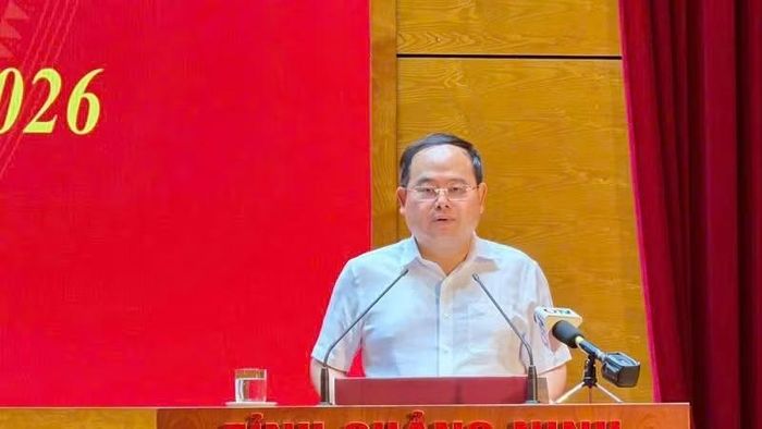 Bí thư Tỉnh ủy Quảng Ninh Quản Minh Cường phát biểu chỉ đạo tại hội nghị.