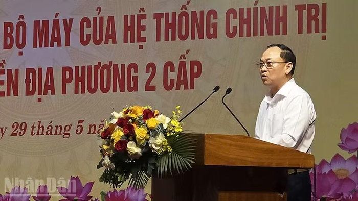 Đồng chí Thái Đại Ngọc phát biểu tại hội nghị.