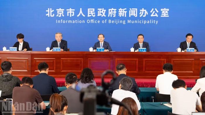 Họp báo giới thiệu Quy hoạch 5 năm lần thứ 15 (2026-2030) của thành phố Bắc Kinh sáng 29/5 tại Thủ đô Bắc Kinh, Trung Quốc.