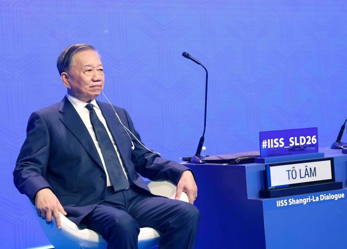 Tổng Bí thư, Chủ tịch nước Tô Lâm trả lời một số câu hỏi của đại biểu tham dự Đối thoại Shangri-La lần thứ 23. (Ảnh: TTXVN)