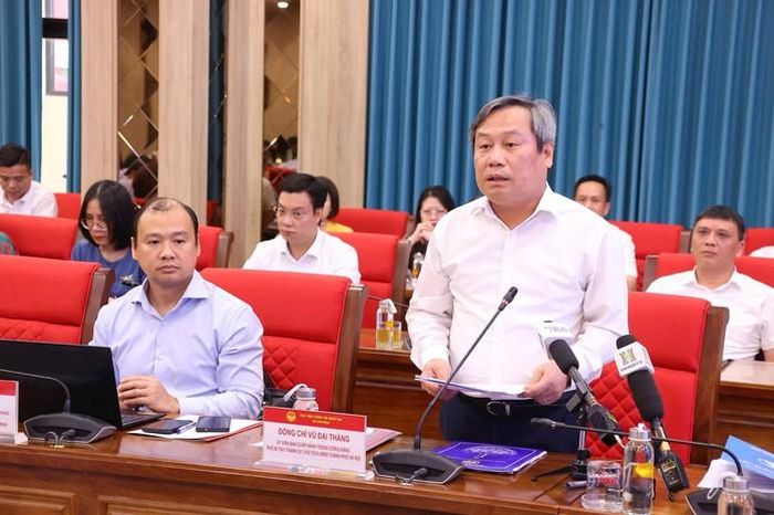 Chủ tịch UBND TP Hà Nội Vũ Đại Thắng phát biểu tại hội thảo. Ảnh: QUANG THÁI