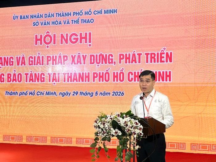 Ông Phạm Đình Phong - Phó Cục trưởng Cục Di sản văn hóa (Bộ VH-TT&DL) phát biểu tại hội nghị