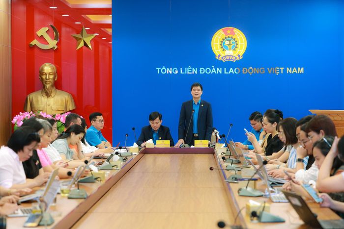 Quang cảnh buổi họp báo về Đại hội Công đoàn Việt Nam lần thứ XIV. Ảnh: Hải Nguyễn