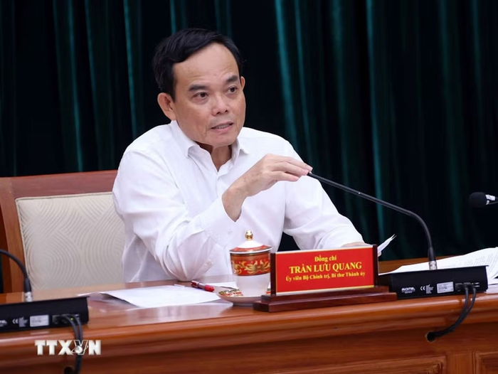  Bí thư Thành ủy TP Hồ Chí Minh phát biểu tại cuộc làm việc.