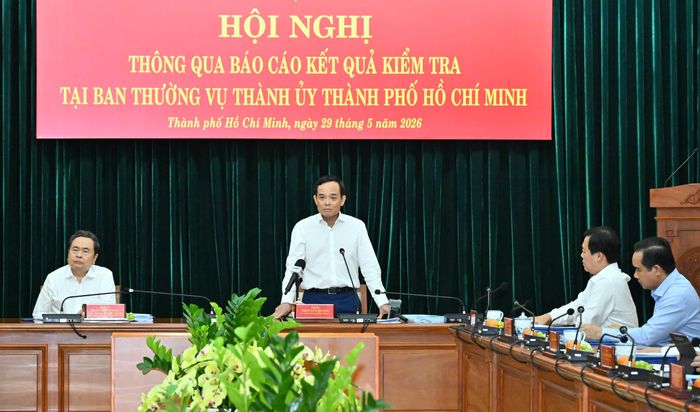  Bí thư Thành ủy TPHCM Trần Lưu Quang phát biểu. Ảnh: VIỆT DŨNG 