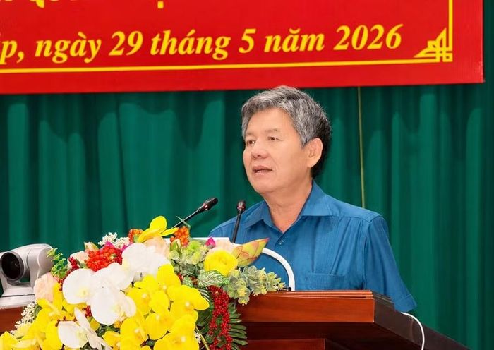 Bí thư Tỉnh ủy Đồng Tháp Ngô Chí Cường phát biểu tại Hội nghị. Ảnh: V.T.
