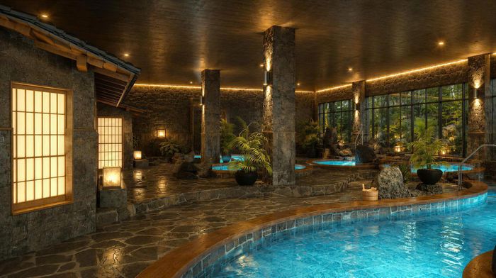 Không gian khoáng nóng onsen cao tầng – tiện ích lần đầu tiên xuất hiện tại Quảng Ninh. Ảnh: Sun Property