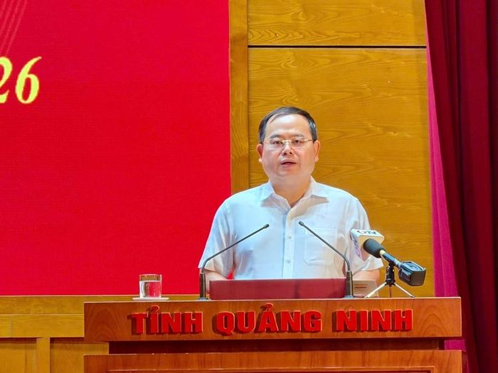 Bí thư Tỉnh ủy Quảng Ninh Quản Minh Cường phát biểu chỉ đạo tại hội nghị.