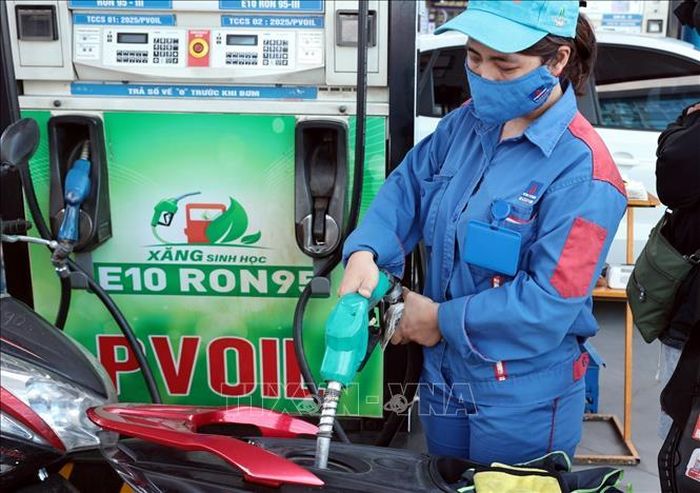 Xăng sinh học E10 bán tại cửa hàng kinh doanh xăng dầu PVOIL trên phố Thái Thịnh, Hà Nội. Ảnh: Trần Việt/TTXVN