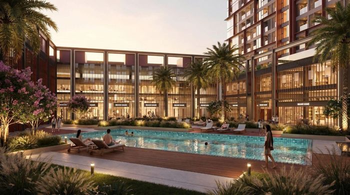 Bể bơi phong cách resort - một trong những mảnh ghép kiến tạo chất sống thăng hoa tại Symphony 5. Ảnh: Sun Property.